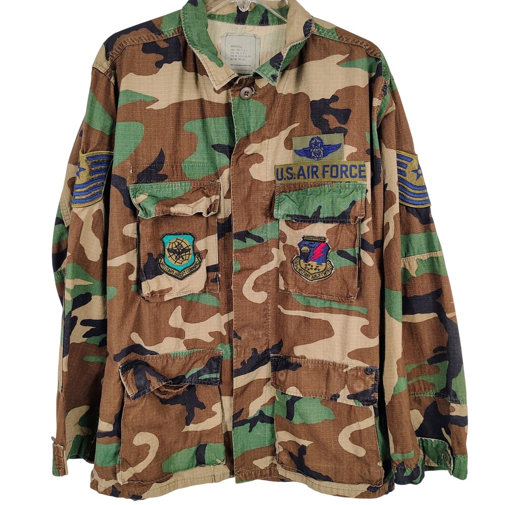Mens M US Air Force Woodland Camo Combat Coat Cotton Ripstop Gorpcore Utility